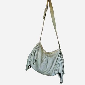 Vintage Leather MUXO designer crossbody bag with fringe